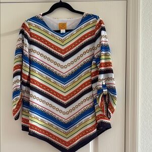 Ruby Rd. Chevron Colorful Chain Pattern Top